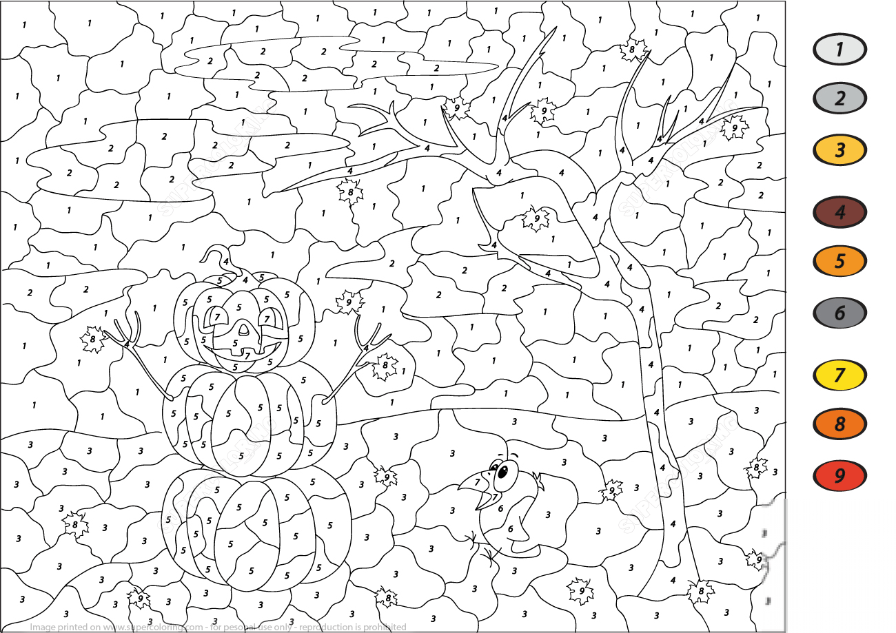 Halloween Scene Color by Number