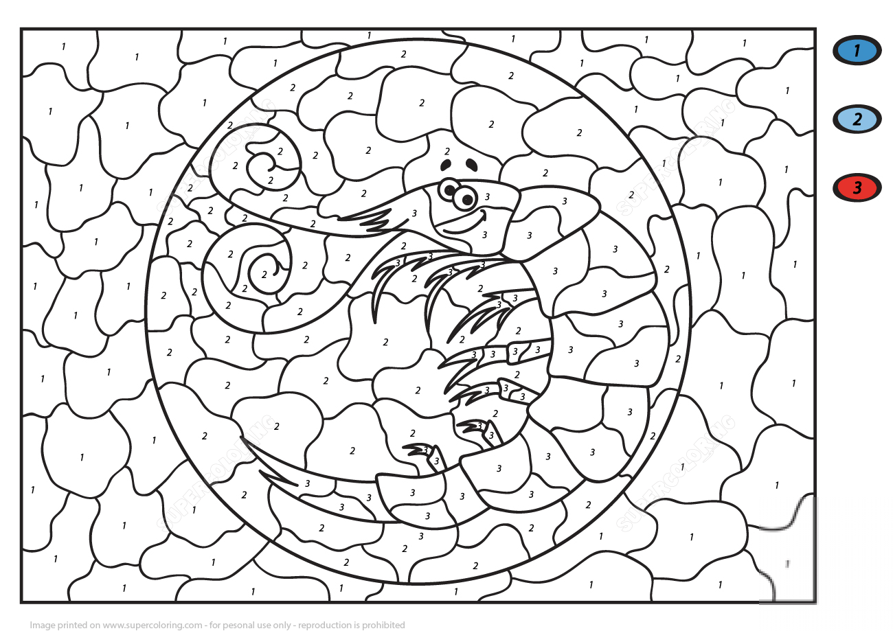 Funny Cartoon Shrimp Color by Number