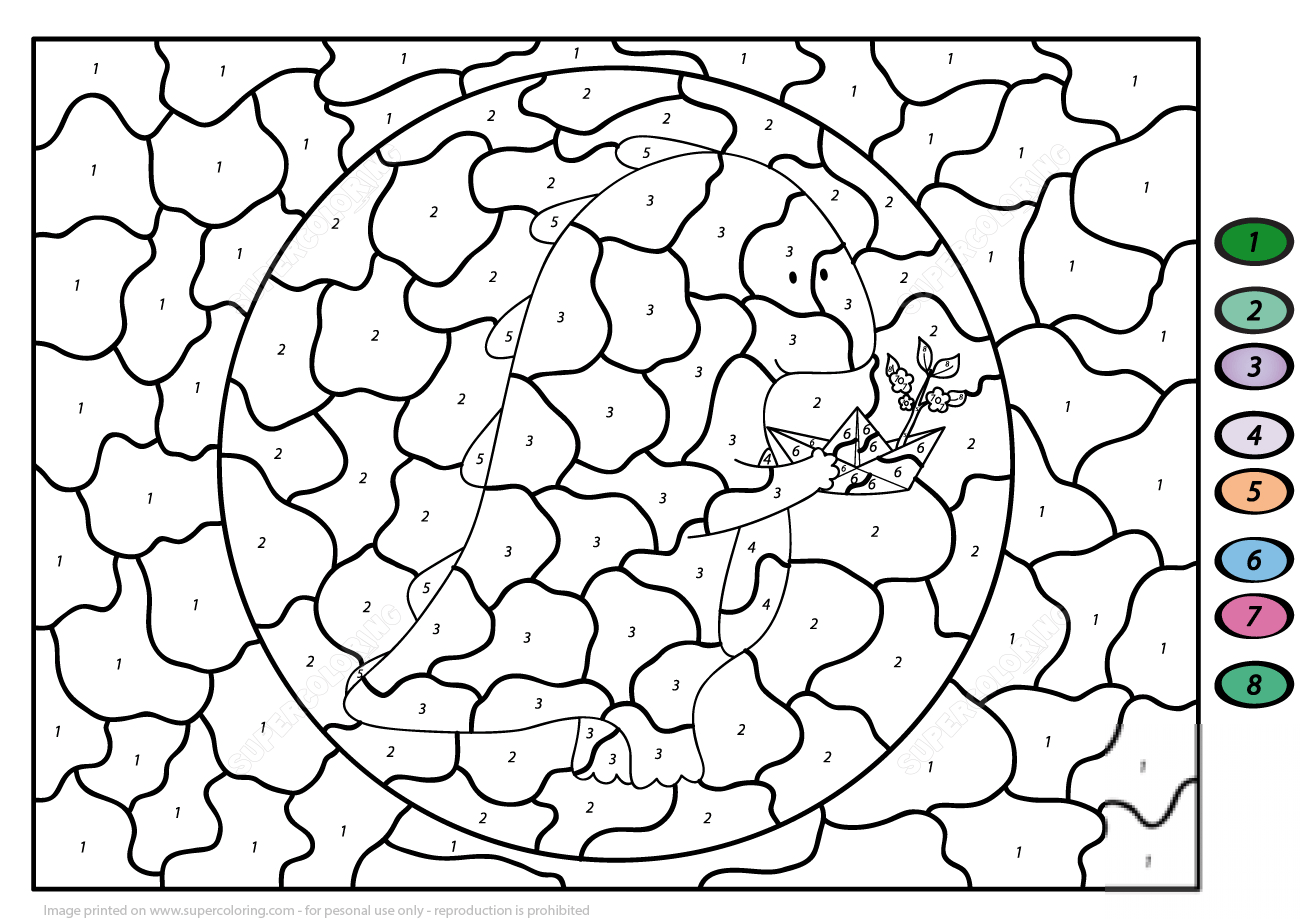 Cute Cartoon Dragon with Paper Boat...