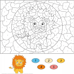 Cartoon Lion Color by Number