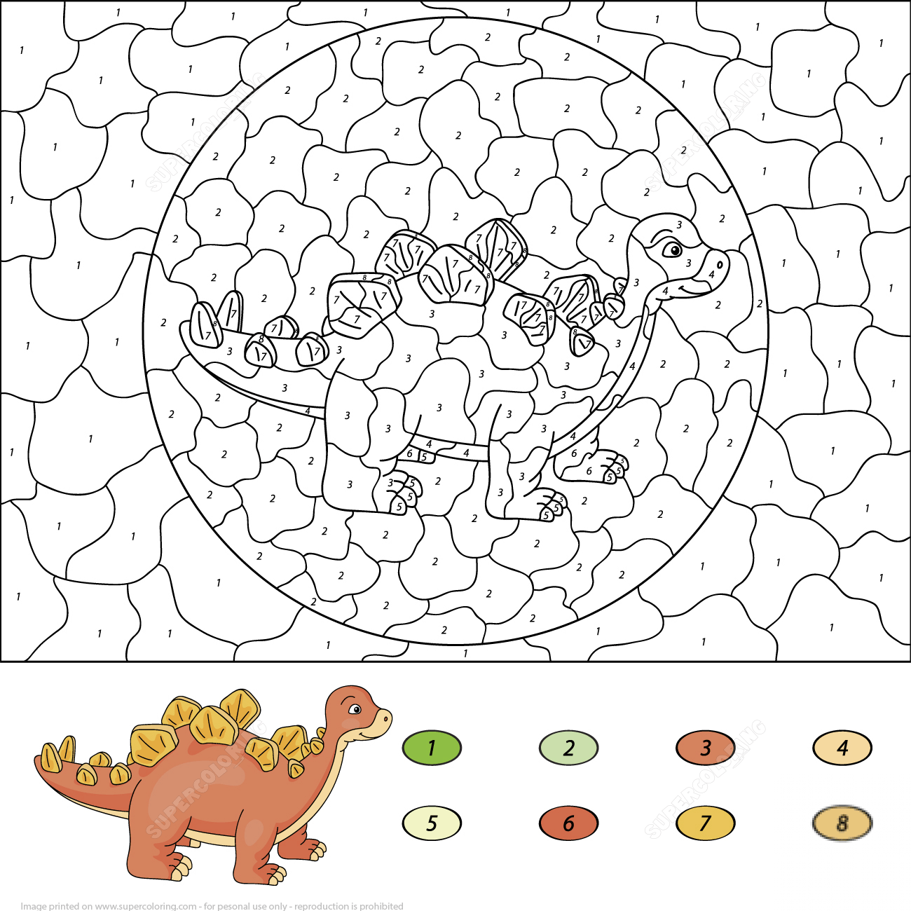 Stegosaurus Color by Number