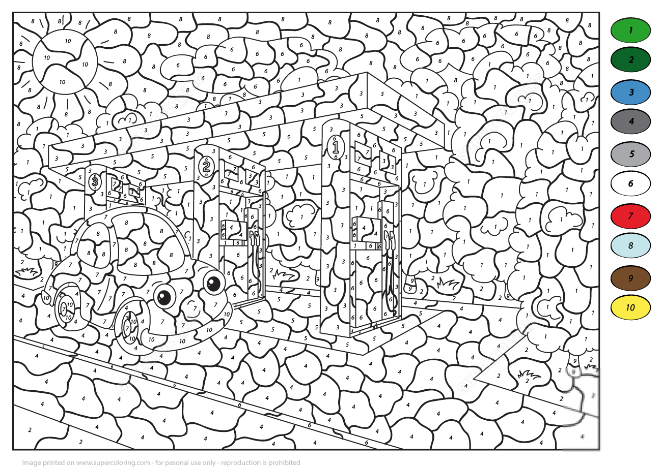 Car at Gas Station Color by Number