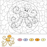 Cartoon Octopus Color by Number