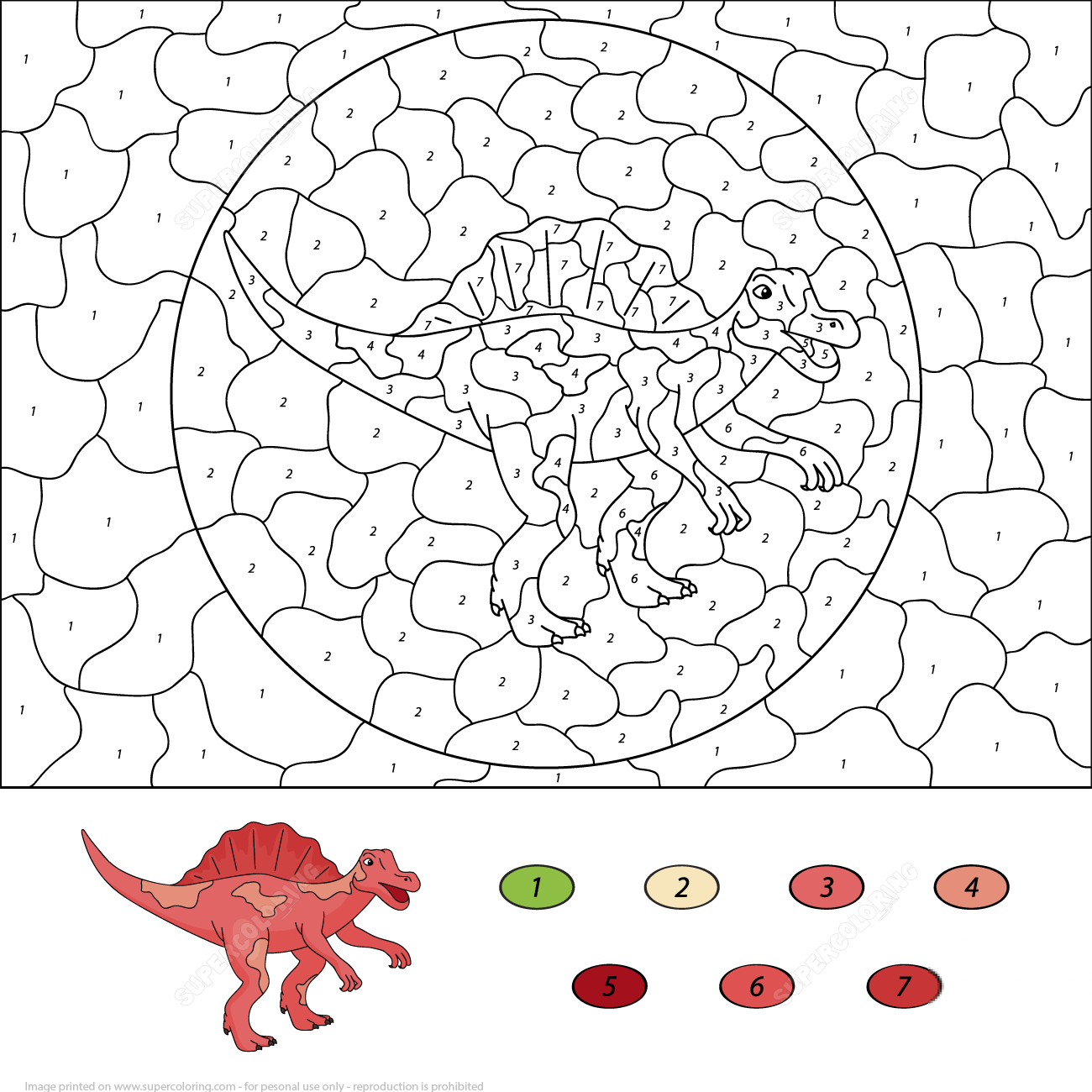 Spinosaurus Color by Number