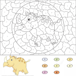 Cartoon Rhino Color by Number