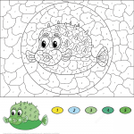 Cartoon Pufferfish Color by Number
