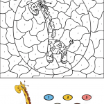 Funny Cartoon Giraffe Color by Number