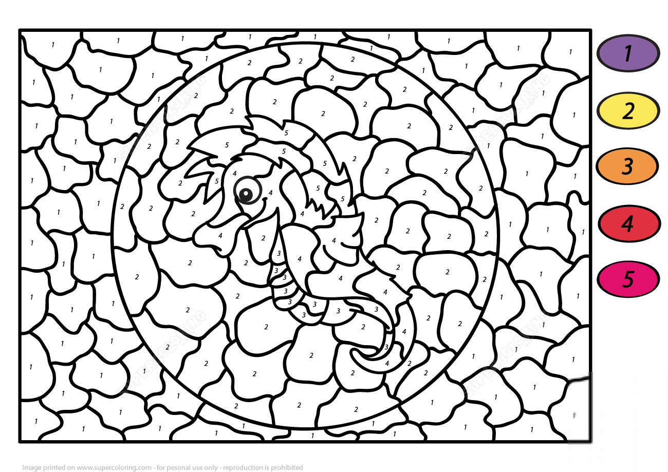 Cute Seahorse Color by Number