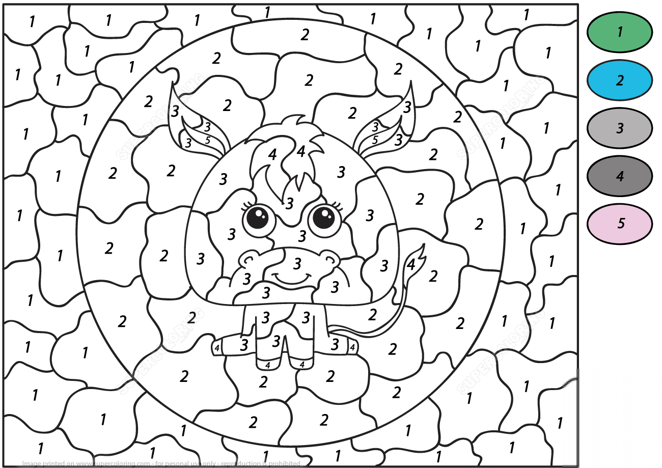 Cartoon Donkey Color by Number