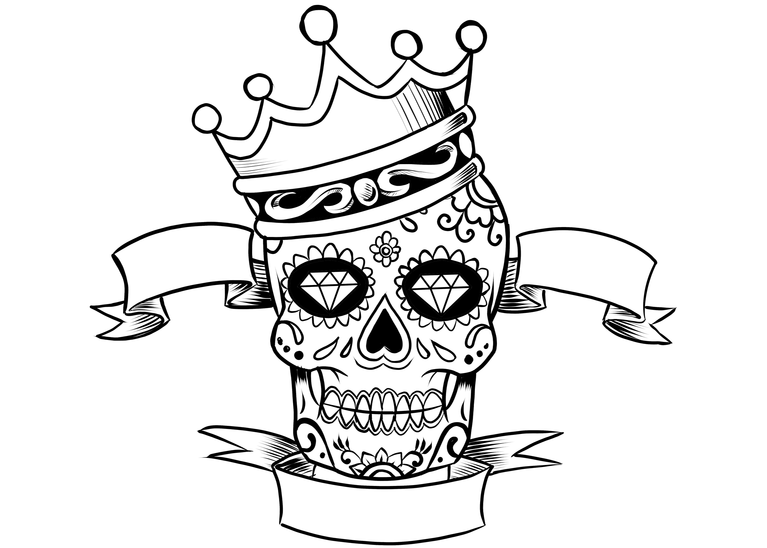 Sugar Skull with Crown