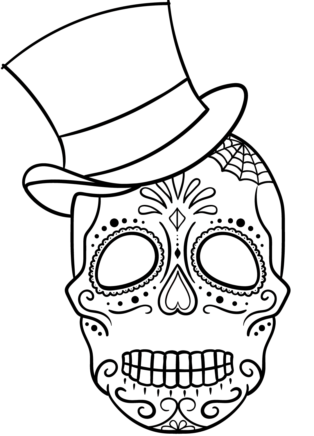 Sugar Skull with Top Hat