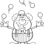 Klown żąglujący piłeczkami