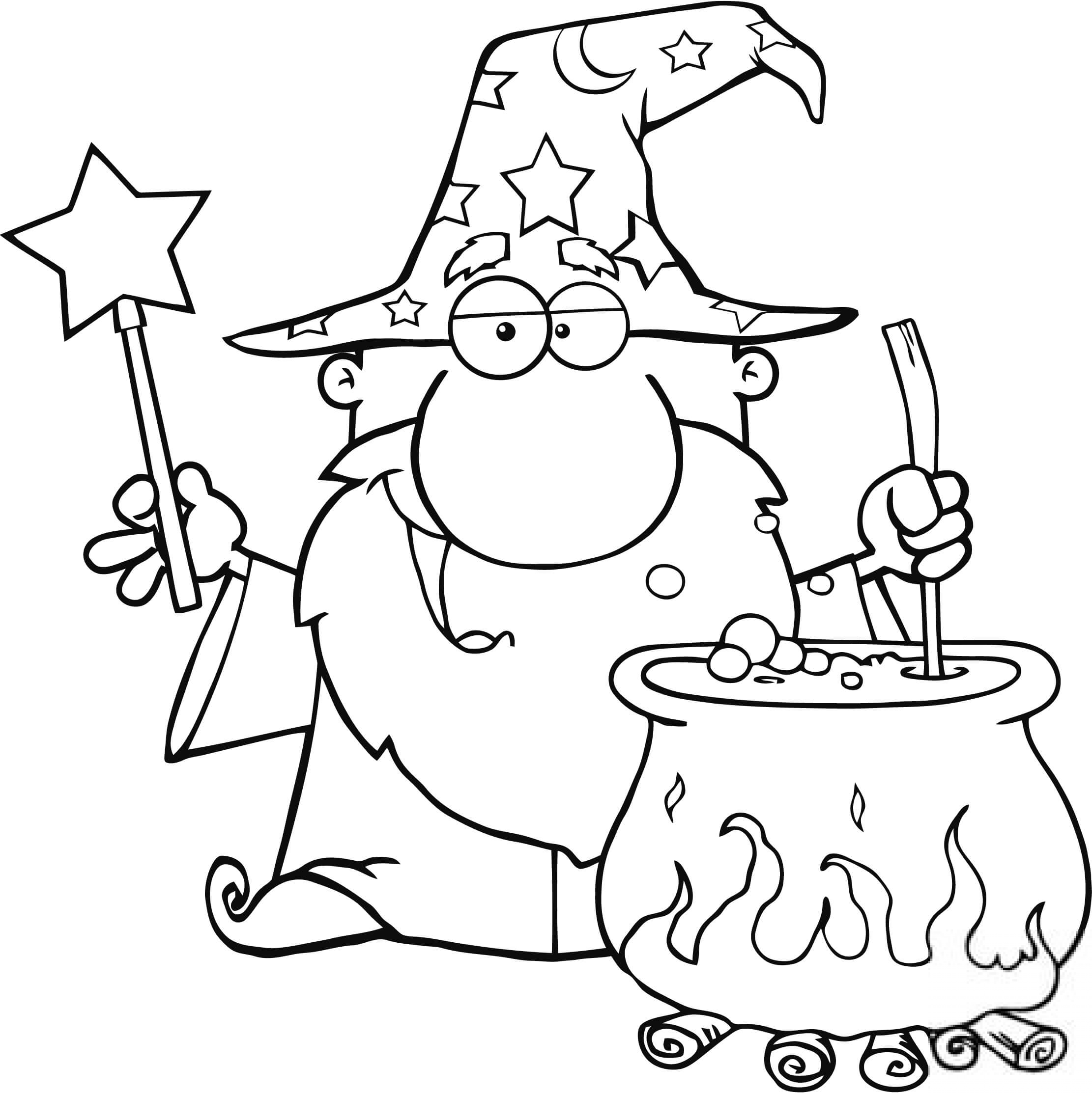 Machający czarodziej z magiczną...