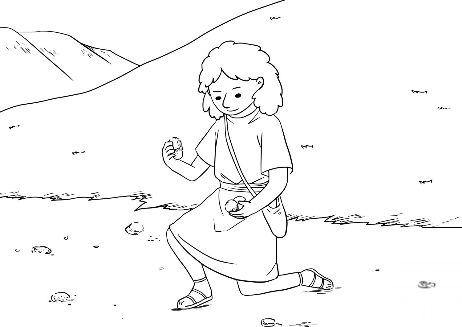 David Gathers Stones for His Sling
