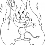 Czerwony diabełek trzymający widły...