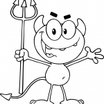 Słodki diabełek trzymający trójząb