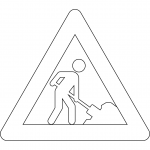 "Roadworks Ahead" Sign in Denmark