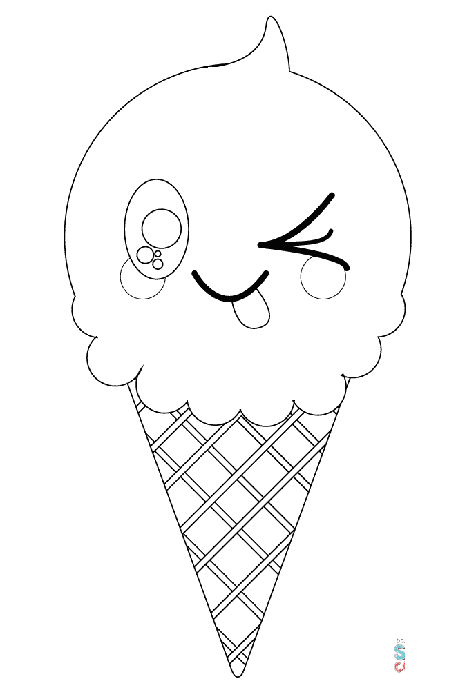 Lód w rożku Kawaii