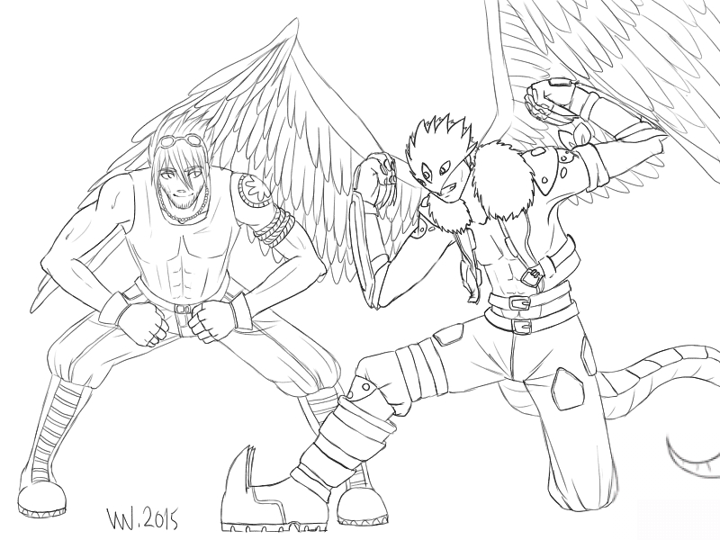 Commission Digimon OC and Beelzemon...