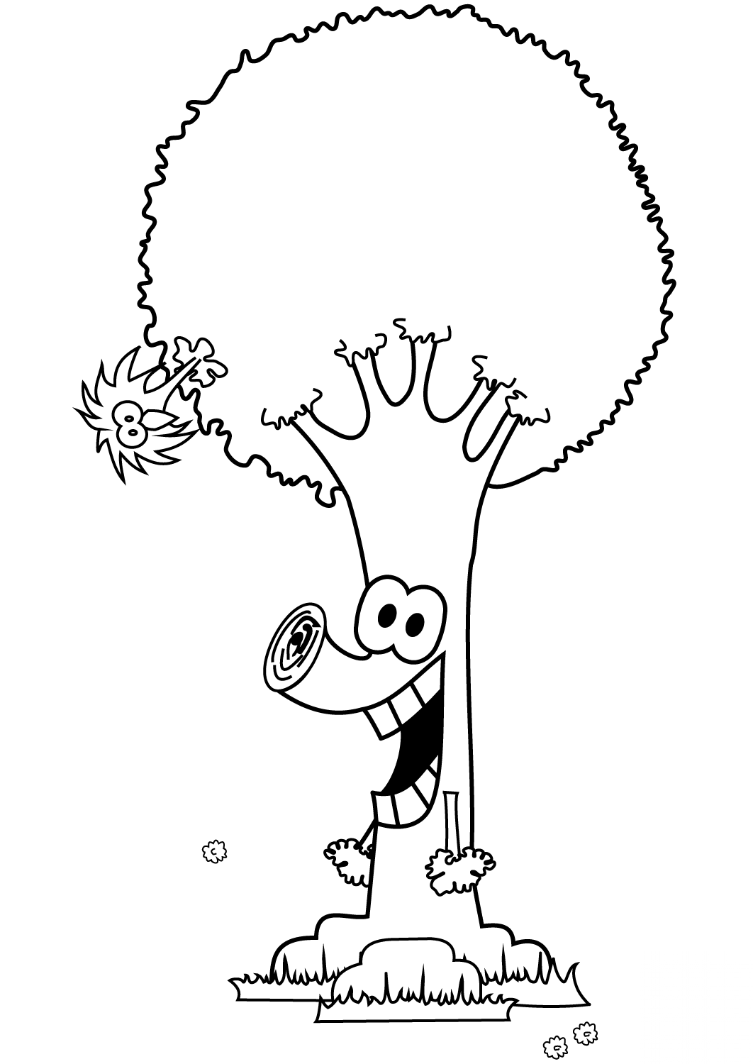 Cartoon Tree with Bird