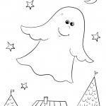 Cute Ghost Flying over Rooftops