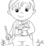 Cute Little Boy Holding Seedling