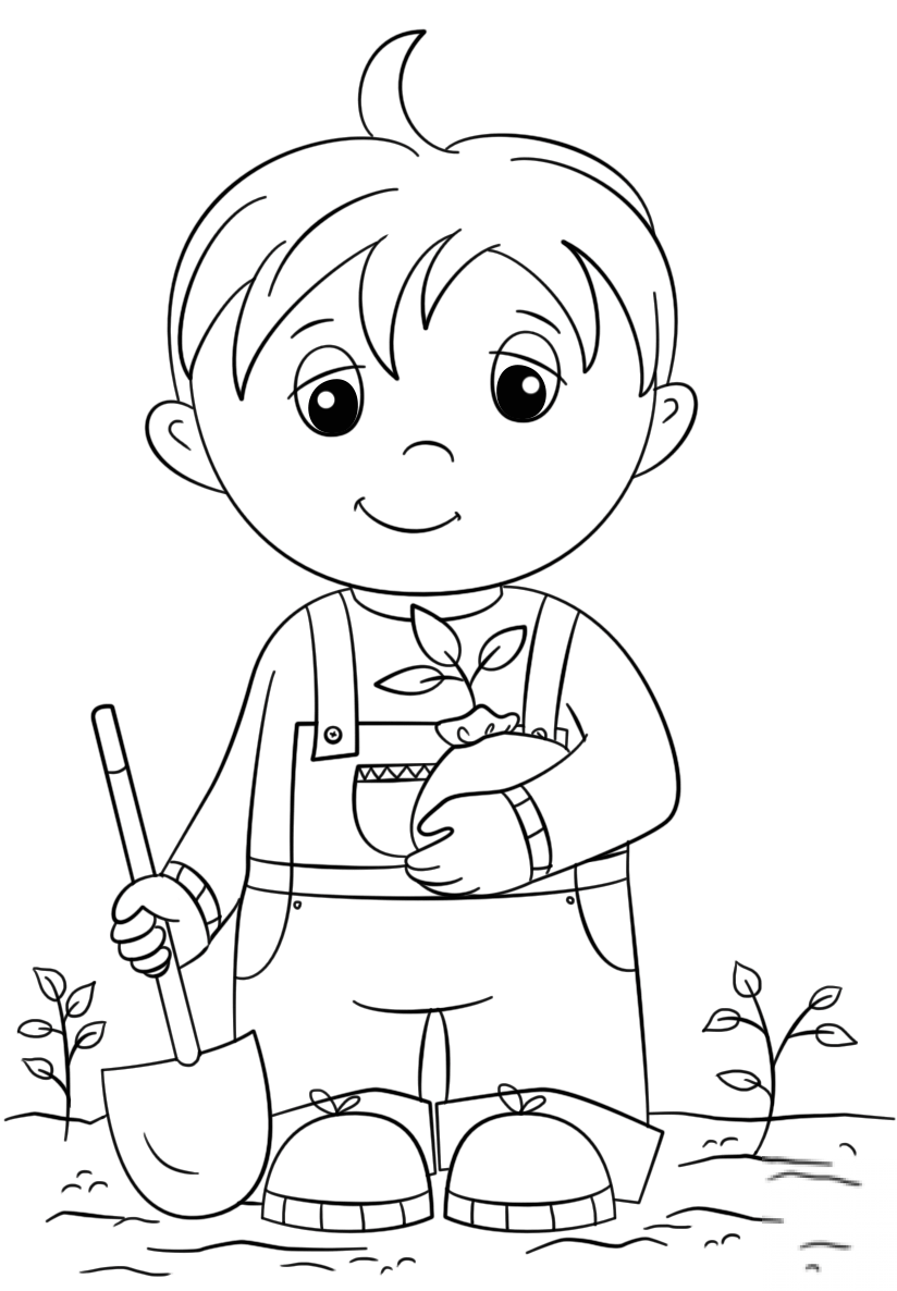 Cute Little Boy Holding Seedling