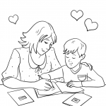 Mother Helping Her Son with Homework