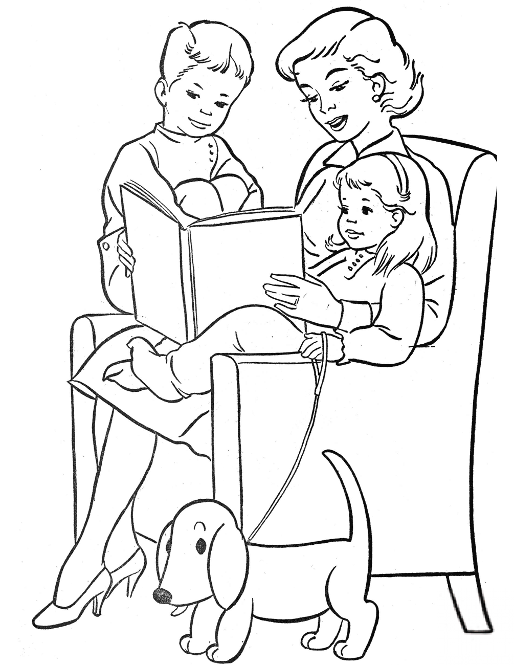 Mom Reading to Children