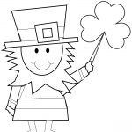 Cartoon Leprechaun with Shamrock
