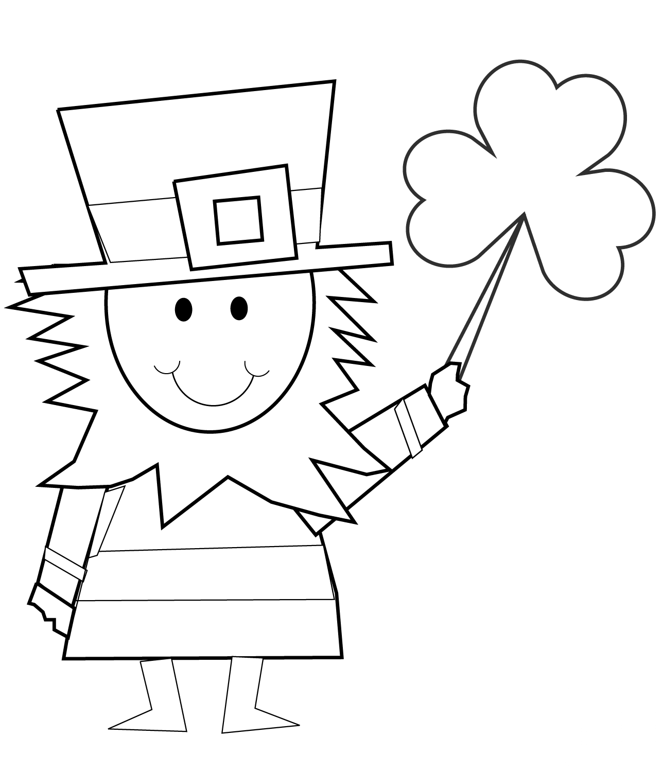Cartoon Leprechaun with Shamrock