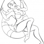 Dziewczyna pin-up na plaży w dużym...