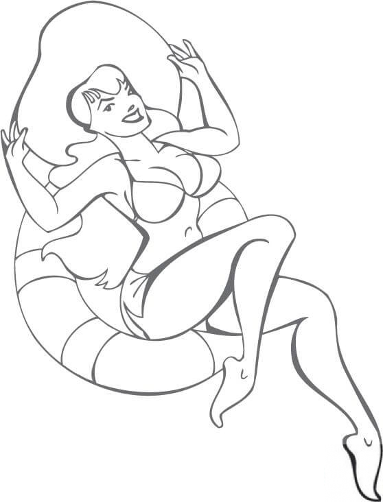 Dziewczyna pin-up na plaży w dużym...