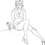 Siedząca kobieta z kwiatem