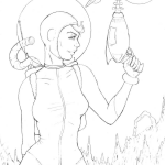 Dziewczynka kosmiczna pin-up