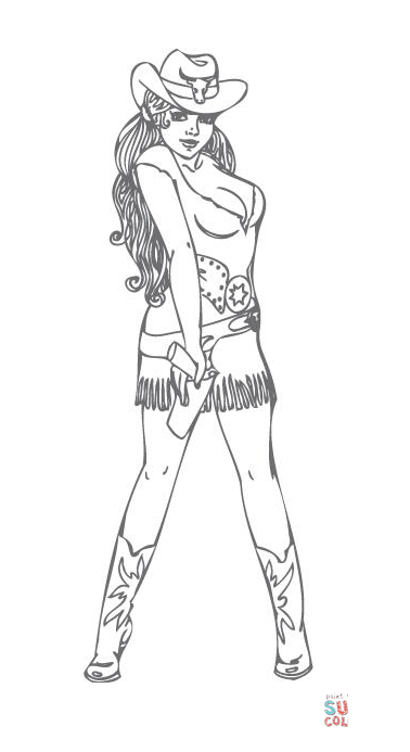 Kowbojka nosząca kapelusz kowbojski...