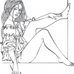 Dziewczyna w oknie trzymająca kwiata