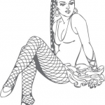 Dziewczyna pin-up w rajstopach