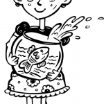 Dziewczynka trzymająca akwarium z...