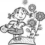 Dziewczynka podlewająca kwiaty