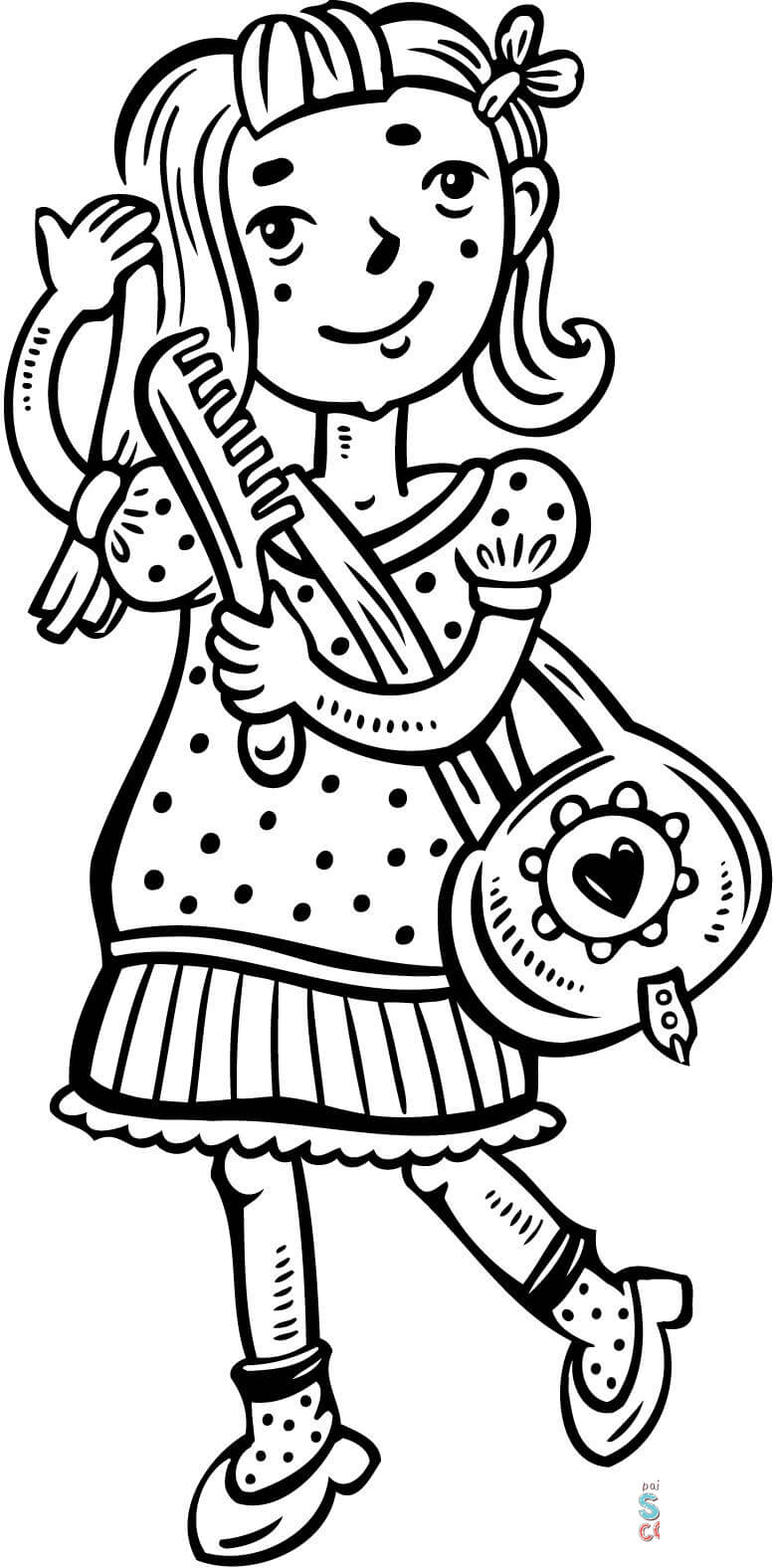 Dziewczynka czesząca swoje włosy