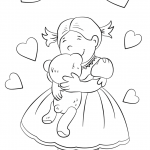 Lovely Girl Hugging a Teddy Bear