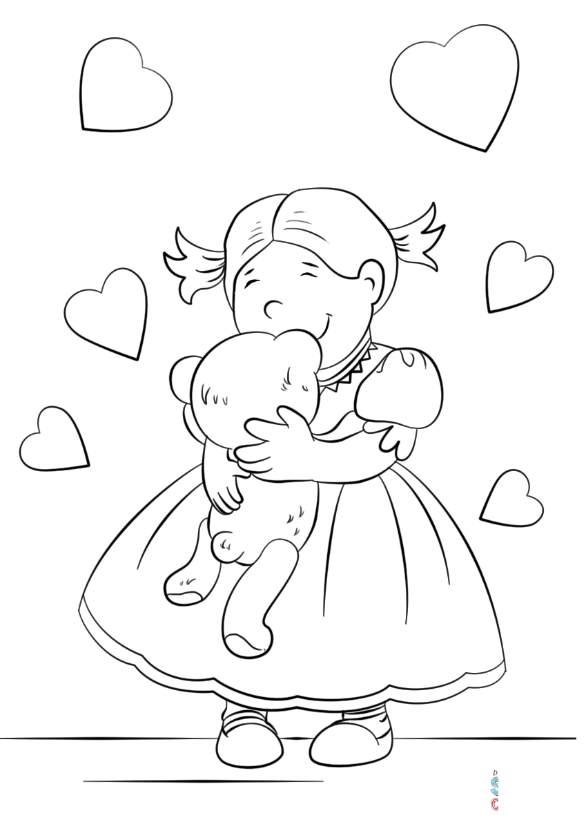 Lovely Girl Hugging a Teddy Bear