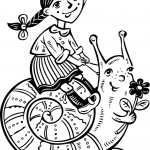 Dziewczynka jadąca na ślimaku