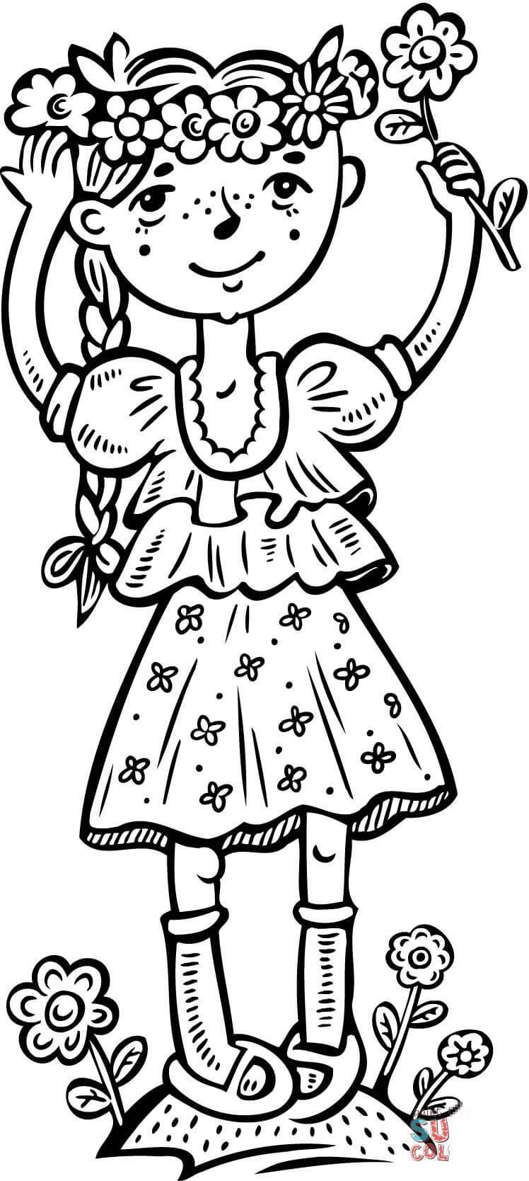 Dziewczynka zrywająca kwiaty