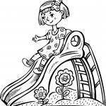 Dziewczynka zjeżdżająca ze zjeżdżalni