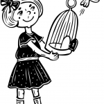 Dziewczynka wypuszczająca swojego...