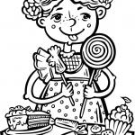 Dziewczynka jedząca dużo cukierków...