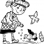 Dziewczynka karmiąca ptaki