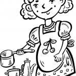 Dziewczynka udająca kucharkę w kuchni